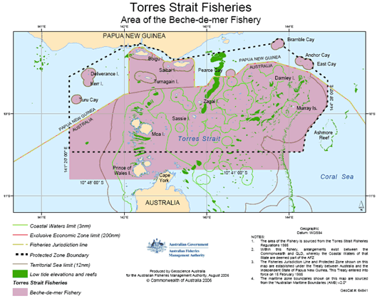 Torres Strait Beche-de-mer Fishery Map