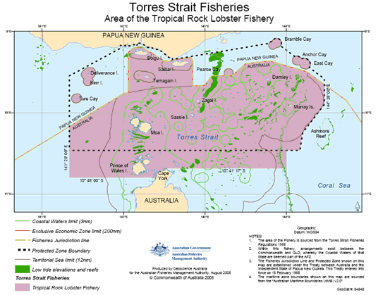 Torres Strait Tropical Rock Lobster Fishery Map