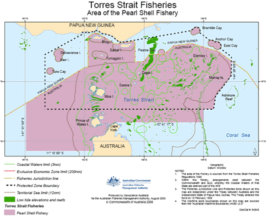 Torres Strait Pearl Shell Fishery Map
