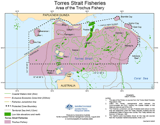 Torres Strait Trochus Fishery Map