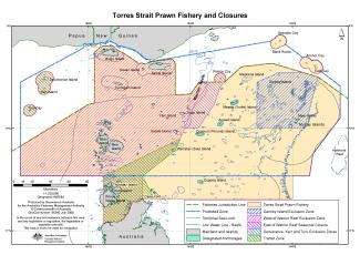 Torres Strait Prawn Fishery and Closures Map